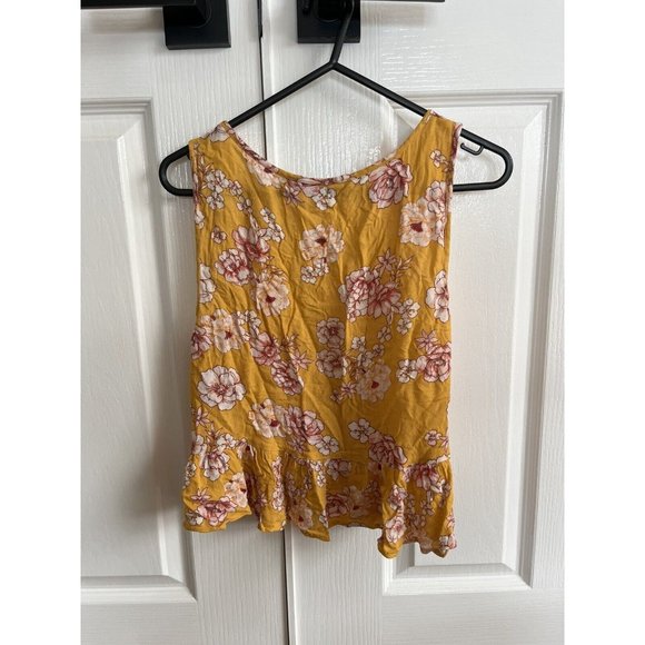 Sports girl Yellow Crop Floral Tank Size 10 - Picture 3 of 4